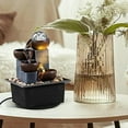 thumbnail image 4 of Tabletop Fountain 4 Level Tabletop Waterfall Indoor Meditation Fountain Office Home Relax Desktop Waterfall Pool Includes Many Natural River Rocks LED Lights Fixed Decorative Bubble Ball1, 4 of 6