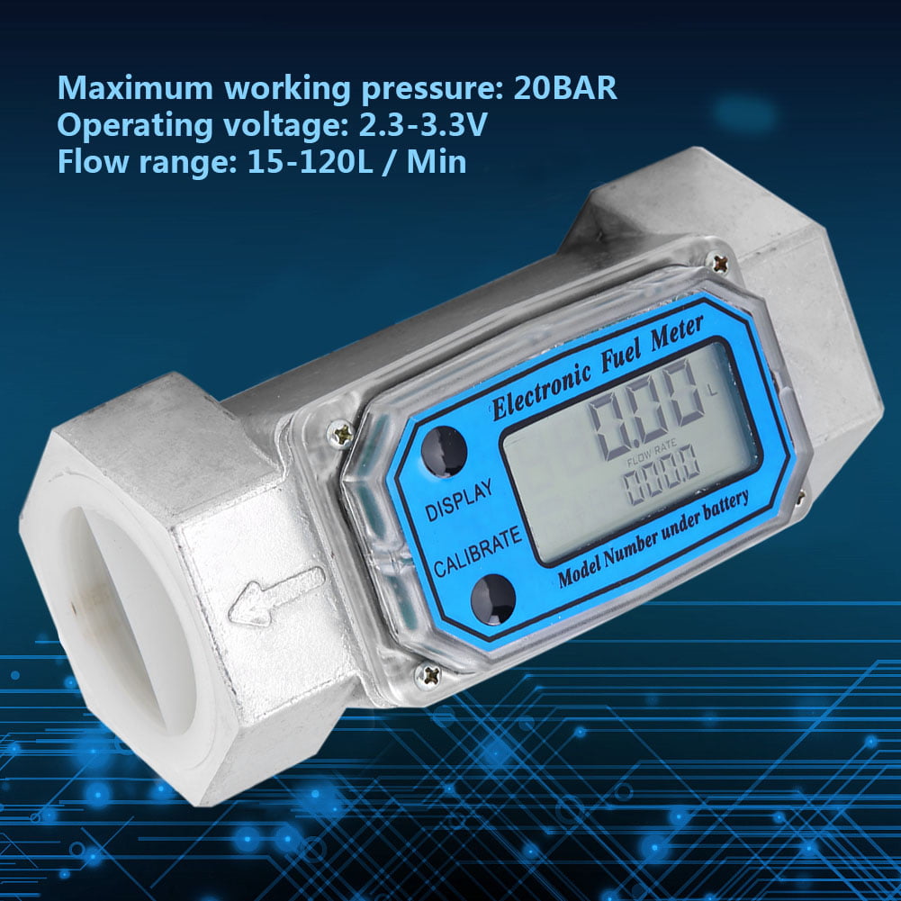 Mini Digital Flowmeter Fuel Flow Meter 15-120L 1" NPT 5-120L /Min 