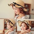 thumbnail image 4 of Visland Women Bowknot Straw Weave Wavy Wide Brim Sunscreen Outdoor Beach Sunhat Cap Hat, 4 of 4