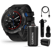Garmin Descent Mk2i/Descent T1 Bundle, Watch-Style Dive Computer with Wearable4U Power Pack Bundle (Titanium Carbon Gray DLC with Black Band)