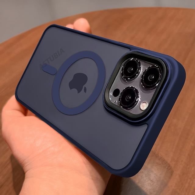 Luxury Translucent for Magsafe Magnetic Wireless Charge Case for iPhone 15 14 13 12 11 Pro Max Plus Frosted Shockproof Cover blue for iPhone 15 ProMax