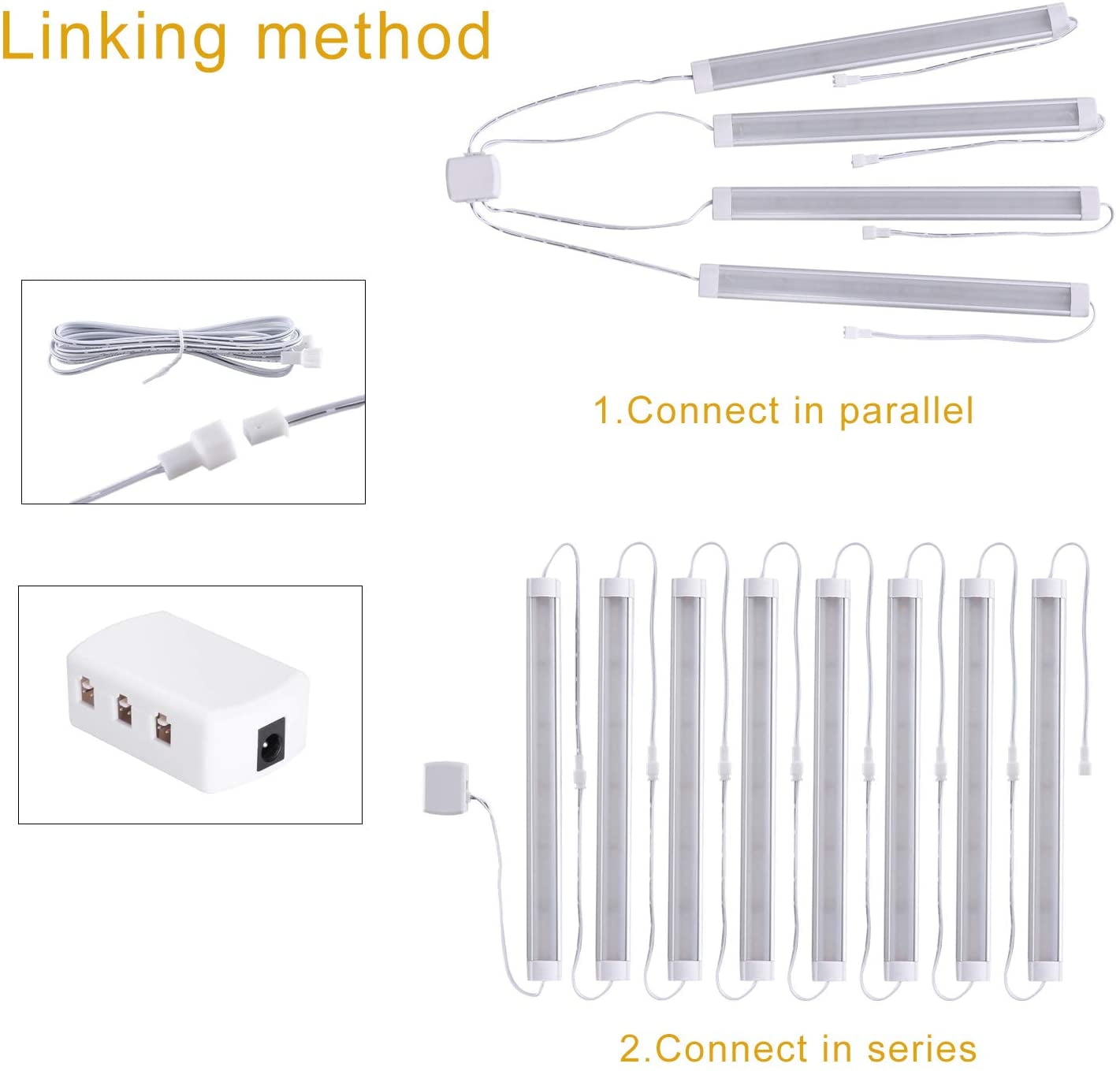 11 Inches LED Under Counter Lighting Kit, Dimmable Cabinet Strip Lighting Fixture DC 24V(8 pcs)