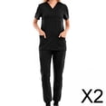 thumbnail image 1 of Conjunto De 2 Uniformes De Enfermería, Pantalón Con Cordón Y Escote En V Para Cosmetología, 1 of 8