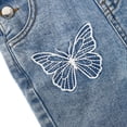 thumbnail image 6 of KIDSCOOL Girls Butterfly Embroidered Denim Overalls Wide Leg Jean Jumpsuit, Light Blue,6-7 Years, 6 of 8