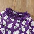 thumbnail image 5 of Hotiary 1-8T Toddler Kids Halloween Outfit Girls' Elf Printed Lace Sleeves Pullover and Stripe Long Pants Two-Piece Set, 5 of 13