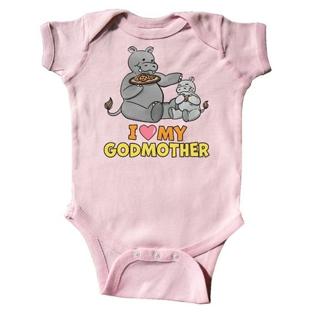 

Inktastic I Love My Godmother Hippos Gift Baby Boy or Baby Girl Bodysuit