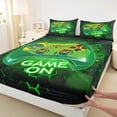 thumbnail image 3 of Homewish Gradient Green Gamepads Boy 4 Pieces Queen Sheet Sets,Video Game Ultra Soft Flat Sheet,Geometric Honeycomb Queen Fitted Sheet,Breathable Home Decor, 3 of 7