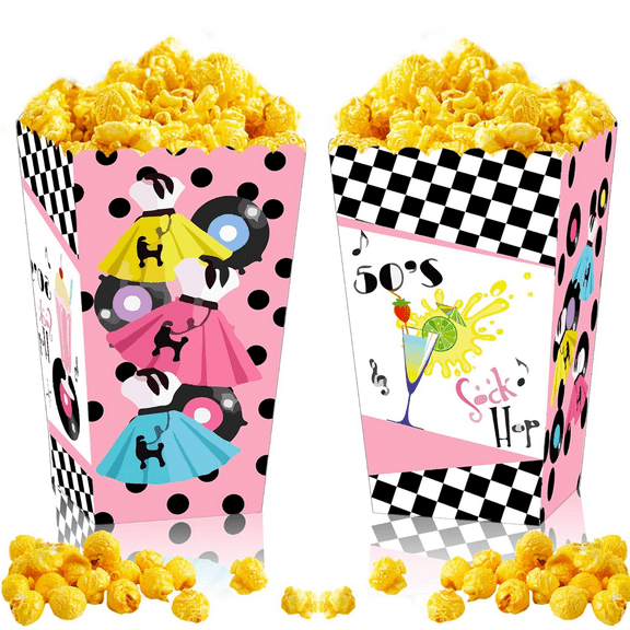 50s Sock Hop Party Popcorn Boxes 50s Theme Party Decorations 1950s Decorations 1950s Rock N Roll Party Boxes