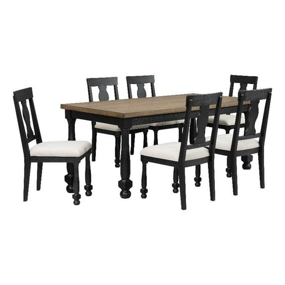 Furniture of America Peregrine Wood 7-Piece Dining Table Set in Black