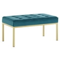 thumbnail image 2 of Modway Loft Gold Stainless Steel Leg Medium Performance Velvet Bench in Gold Teal, 2 of 5