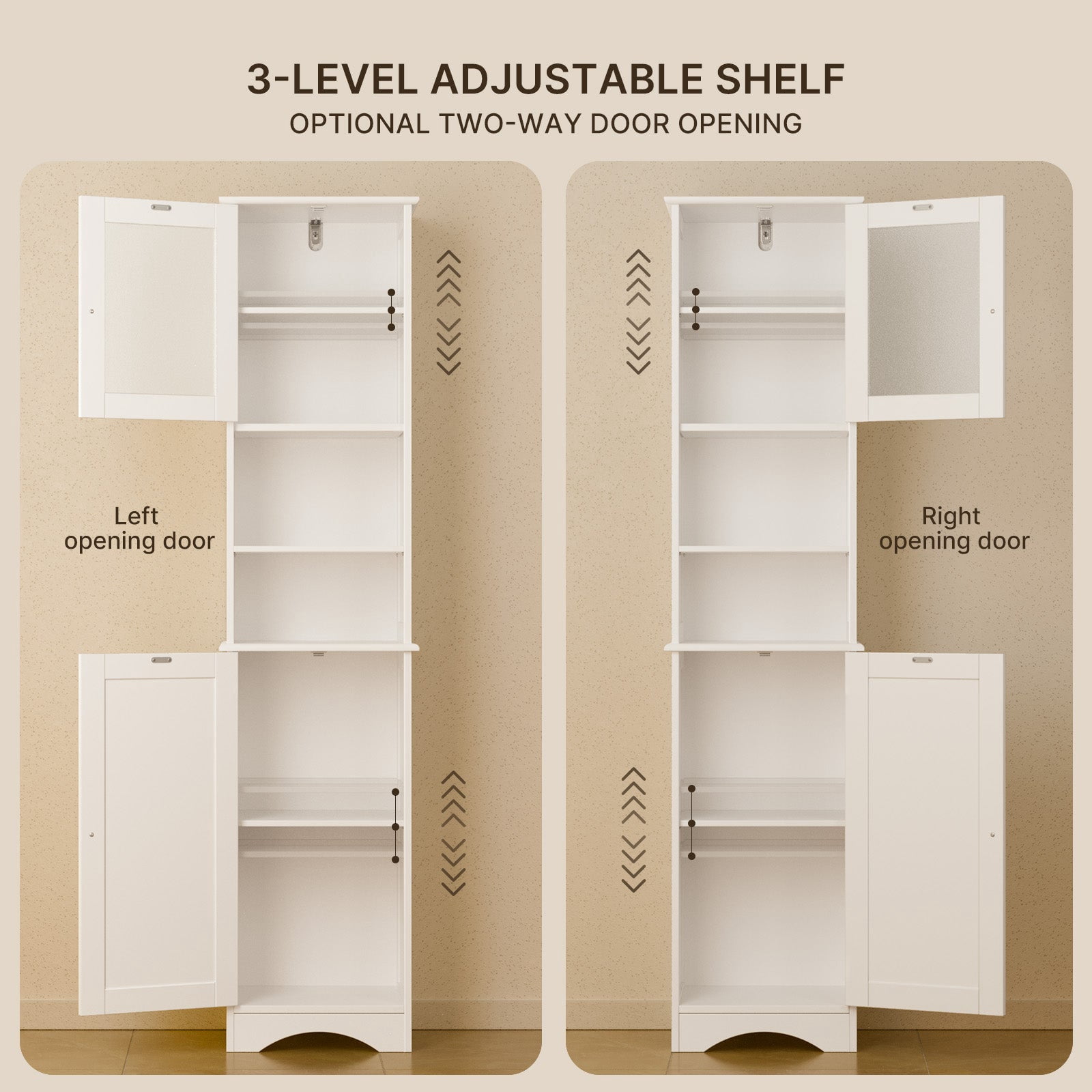 Aiho 67.1" H Bathroom Storage Cabinet, Narrow Tall Linen Tower with Adjustable Shelves & 2 Doors, Freestanding Cabinet for Bathroom, Living Room, White