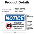 thumbnail image 2 of (2 Pack) Use Of Camera Or Video Prohibited OSHA Notice Sign 18 Inch X 12 Inch Vinyl Label Decal Sticker Weather Resistant, UV Protected for Workplace, Business, and Construction Site,, 2 of 7