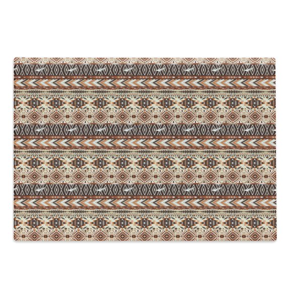 Colorful Cutting Board, Native Culture Geometric Motif Pattern, Decorative Tempered Glass Cutting and Serving Board, Large Size, Brown Cinnamon Orange, by Ambesonne