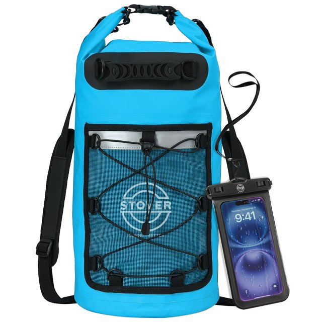 Mochila STOVER, bolsa impermeable y impermeable con funda flotante, color azul