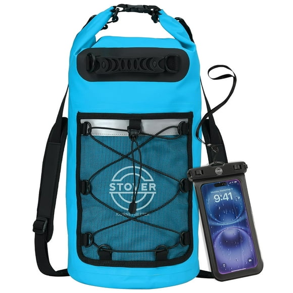 Mochila STOVER, bolsa impermeable y impermeable con funda flotante, color azul