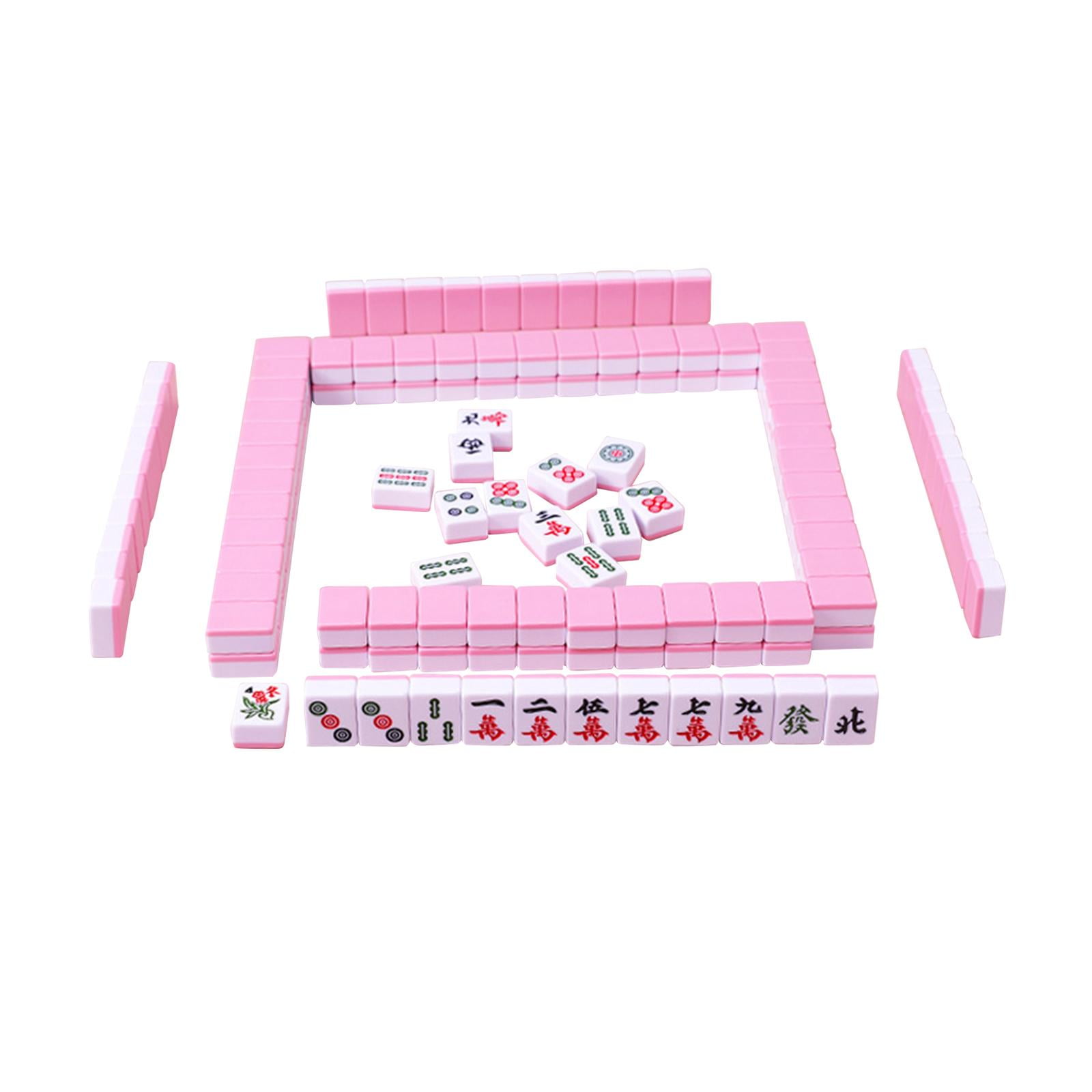 LeeQinersw 144x Chinese Version Game Set Leisure Time Chinese Style Game Mini Mahjong Tiles Pink