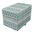 thumbnail image 1 of Aztec Dog Crate Cover, Geometric Themed Striped Art Pattern, Easy to Use Pet Kennel Cover Small Dogs Puppies Kittens, 7 Sizes, Champagne Pale Sky Blue, by Ambesonne, 1 of 6