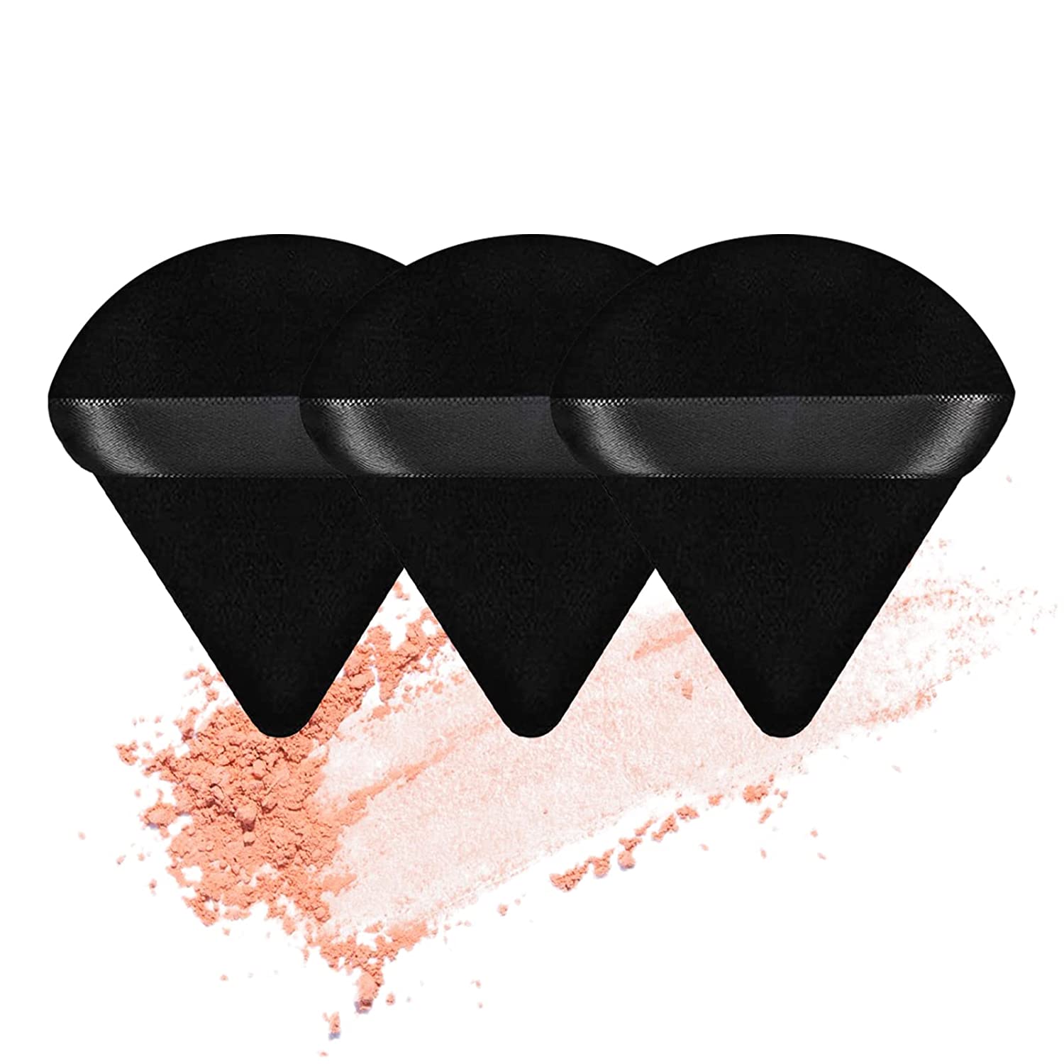 3 Pieces Powder Puff for Face Soft Triangle Makeup Puffs Velour Powder Puff for Contouring Eyes