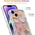 thumbnail image 4 of Case for iPhone 14/pro/max,Colorful Retro Oil Painting Printed Flower Laser Beam Glossy Pattern Cute Curly Waves Border Exquisite Phone Cover Stylish Durable TPU Protective Case for Girls Women, 4 of 8