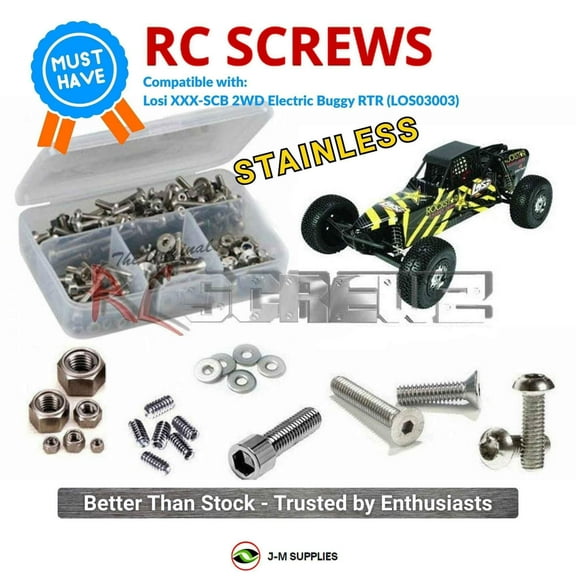 RCScrewZ Stainless Steel Screw Kit los063 for Losi XXX-SCB 2WD Electric Buggy RTR (LOS03003) | SET