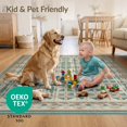 thumbnail image 4 of ODIKA 8'x10' Ultra-Soft Area Rug, Mid Century Geometric Grid Vintage Border Frame Hallway Teal None Washable, Bare feet friendly, Silk-Touch for Bedroom, Under Sectional, 4 of 7