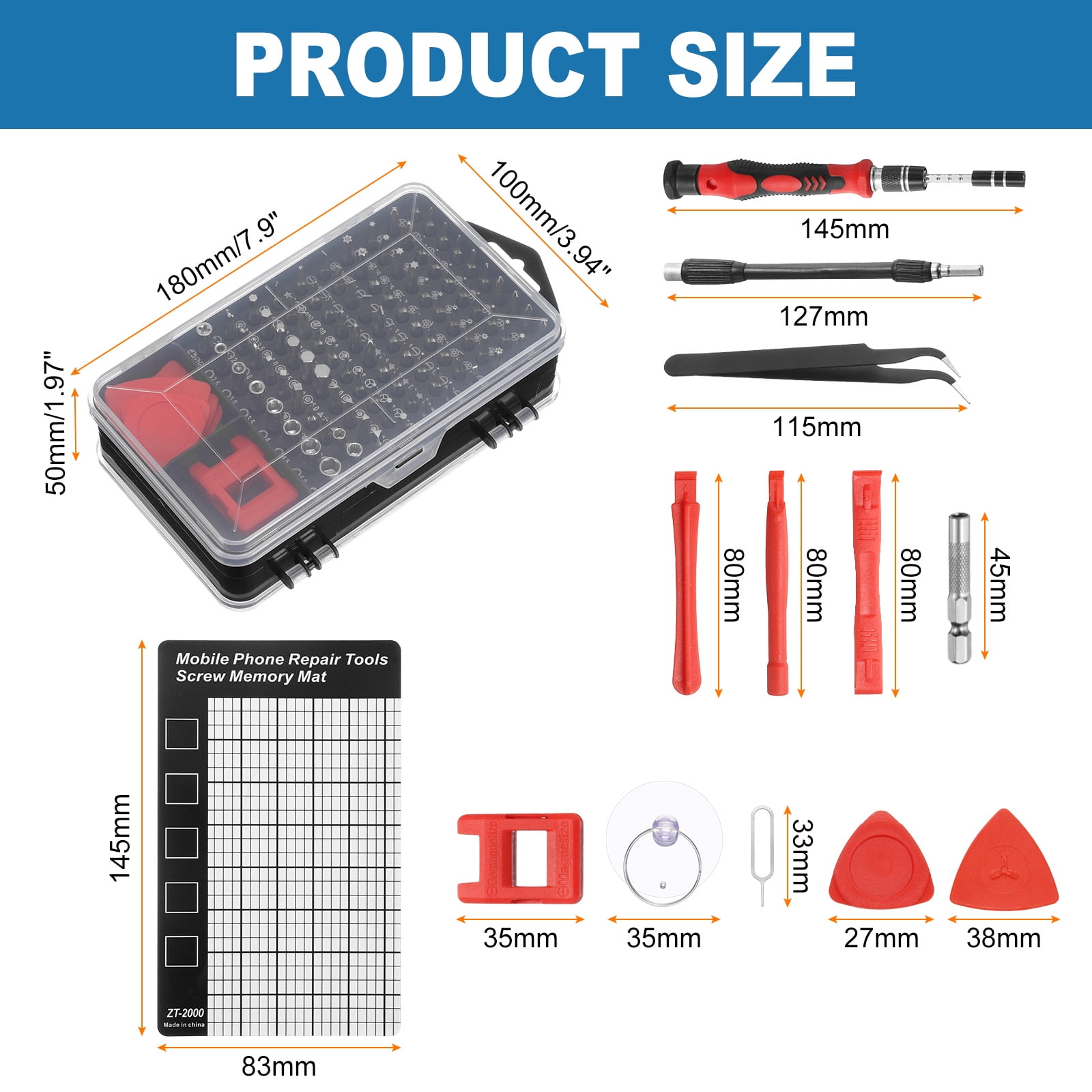 Uxcell 123 in 1 Magnetic Precision Screwdriver Set Electronics Repair Tools Kit with 96 Bits Flexible Shaft and Extension Rod for Cellphone Game Console Laptop PC Computer Camera, Red