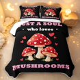 thumbnail image 2 of Homewish Kawaii Cartoon Mushrooms Quilt Full,Letter Heart Full Bedspread Sets,Black Red,Black Reversible,3pcs, 2 of 7