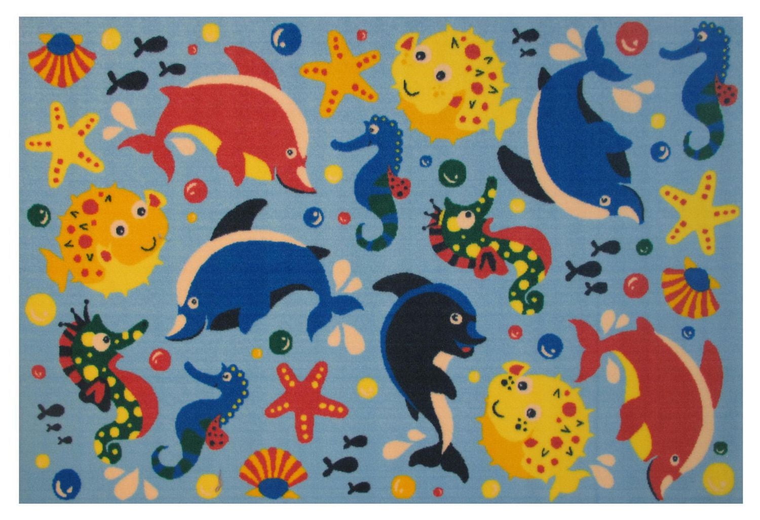 Tapis rectangle amusant pour enfant Aquarium multicolore nylon