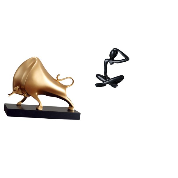 Estatua de toro abstracta,Escultura de toro decoración del hogar Figura de buey decorativa,Figura de escritorio,Escultura abstracta de pensador para decoración de oficina y hogar.,Figura