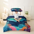 thumbnail image 2 of jejeloiu Cartoon Tropical Fish Twin Duvet Cover,Watercolor Coral Seabed Twin Bedding For Boys,Teal Navy Blue,Navy Blue Reversible,2pcs,1 Duvet Cover and 1 Pillowcase, 2 of 6