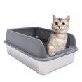 thumbnail image 2 of CAJA DE PARA GATOS CERRADA DE ACERO CONPA INOXIDABLE, BANDEJA DE METAL INODORO ANTISALPICADUAS CON Remedo de Paredes atas, sin pegajosa,, 2 of 7