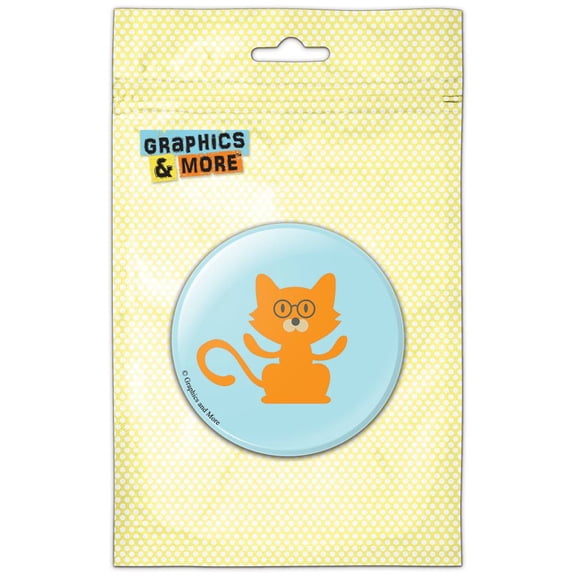 Orange Cat with Glasses Pinback Button Pin Badge