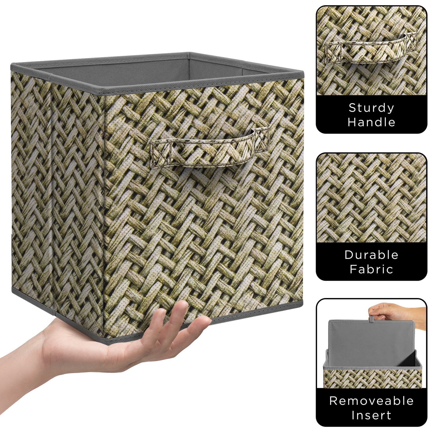 Sorbus 11" Foldable Fabric Storage Cube Bin, Woven Gray (2 pack)