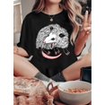 thumbnail image 1 of T-shirt pour Femmes, Impression "white And Pink Side Turn Back Opossum", Mode Minimaliste Rétro, Col Rond Décontracté et Confortable, T-shirt à Manches Courtes Sportif, 1 of 6