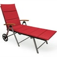 thumbnail image 3 of Gymax Chaise Longue Pliante en Rotin pour Patio avec Coussin en Aluminium Réglable avec Roue Rouge, 3 of 10