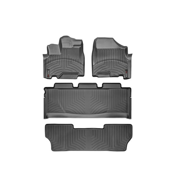 WeatherTech Custom Fit FloorLiners compatible with 2005-2010 Honda Odyssey - Complete Set (1st, 2nd, & 3rd Row), Black