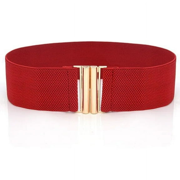 YooGuoGuo Wide Elastic Belt Solid Color Corset Belt Metal Buckle Lady Fashion Cummerbands Stretch Cinch Waistband Women Waist Belt