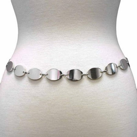 Luxury Divas Silver Toned Oval Flat Link Chain Belt