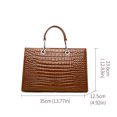 thumbnail image 3 of Genuine Cowhide Women Tote Bag, Glossy Crocodile Embossed Metal-Ring Top-Handle Crossbody Purse, 3 of 10