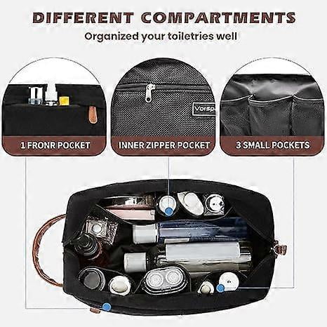 Toiletry Bag Hanging Dopp Kit compatible Men Water Resistant Canvas Shaving Bag with Large Capacity compatible Travel- Black_Perfect Gift