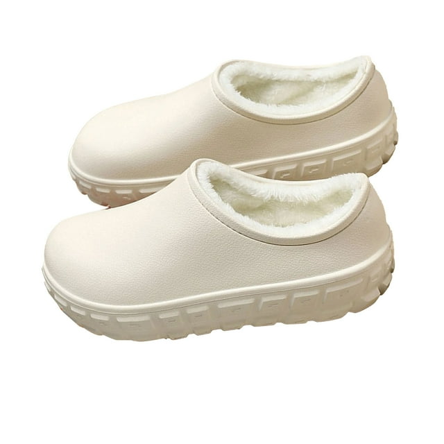 Waterproof Non-Slip Kitchen Shoes for Men, Warm Wear-Resistant Work Slippers with Thick Bottom & Heel Covering, Unisex Chef Clogs for Indoor Safety