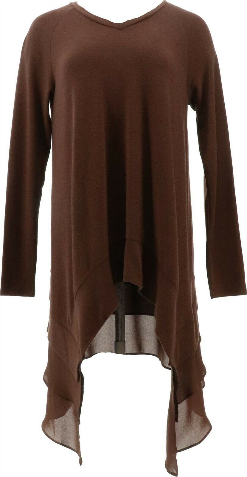 Diane Gilman - DG2 Diane Gilman Ribbed Knit Sweater Chiffon Top Women's 715-088 - Walmart.com 