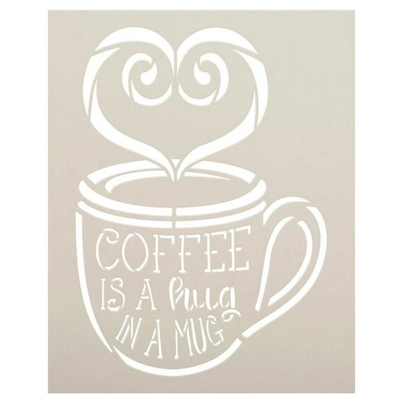 Heartwarming Brew: DIY Kitchen Decor Coffee Lover Wood Sign - Coffee is A Hug in A Mug Stencil. Choose 10 x 8 inch Size.
