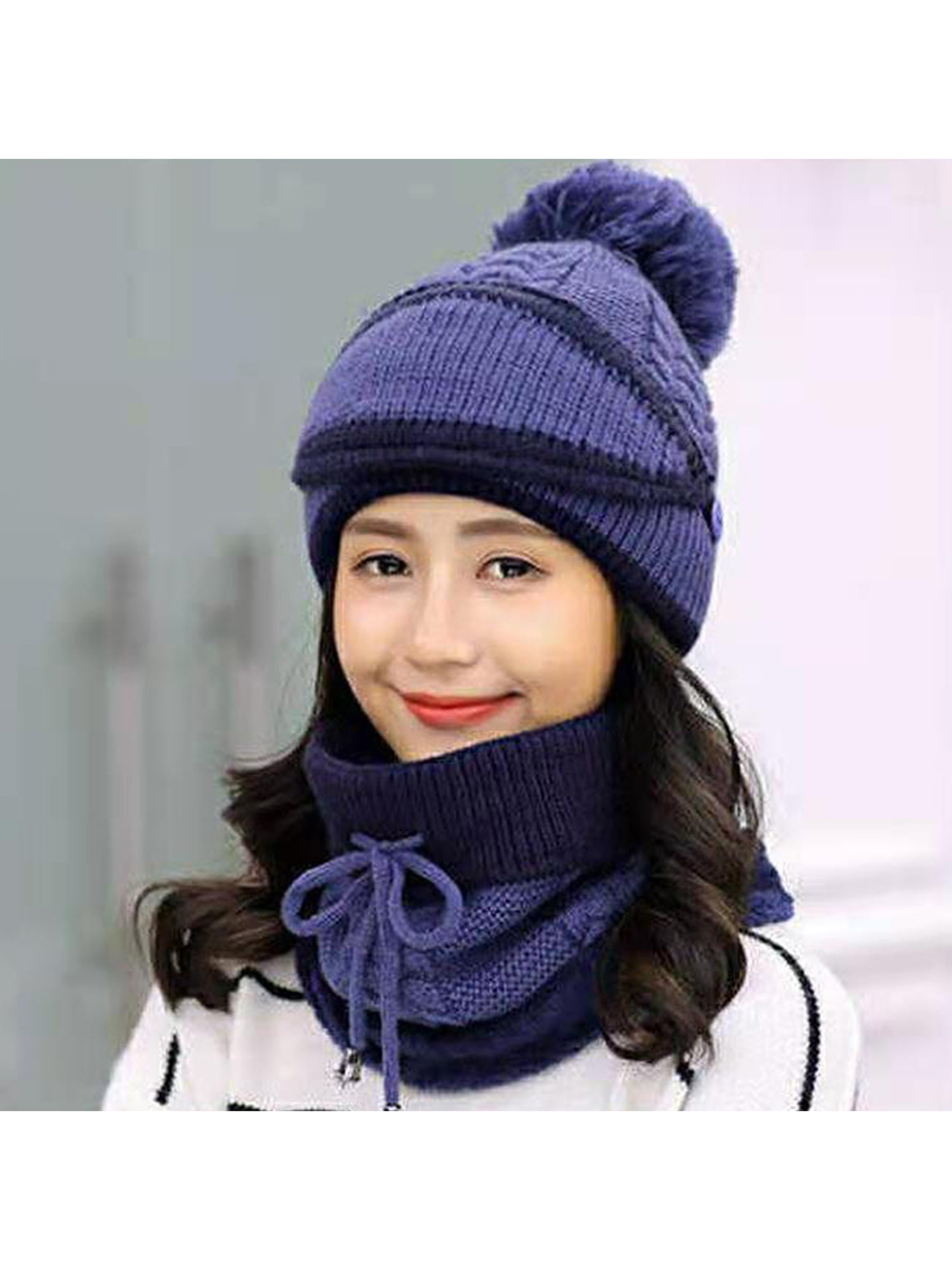Women's Felt scarf Felt Hat Beanie Warm wool hat Wool scarf Purple Hat and scarf