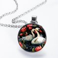 thumbnail image 2 of Swan Elegant Circular Glass Pendant Necklace, 2 of 5