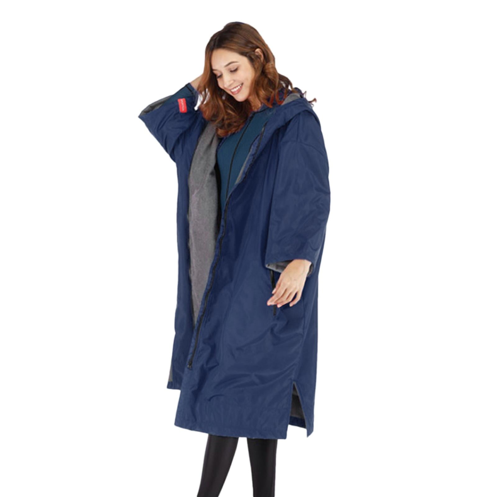 Details about   Full Zip Warm Robe Fleece Lining Hooded Anorak Sports Windbreaker Coat Cloak 
