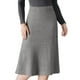 thumbnail image 1 of Falda midi de punto acanalado para mujer Inspire Chic, con cintura alta elástica y stretchy, color gris, 1 of 5