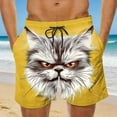 thumbnail image 2 of Timoontee Mens Funny Cartoon Animals Print Swim Trunks Lightweight Quick Dry Beach Shorts Elastic Waist Drawstring Summer Casual Shorts Yellow XL, 2 of 6