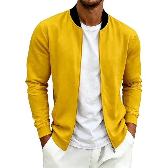 Ynynloco Men's Lightweight Jacket Casual Spring Bomber Fall Windbreaker Casual Stylish Coats Bomber Zip Up with Pockets
