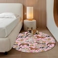 thumbnail image 2 of Pink Horse Round Area Rug 8Ft Washable Large Circle Rugs for Living Room Dorm, Rustic Spring Floral Summer Botanical Non-Slip Carpet Floor Mats Indoor Outdoor Carpet Runner Aesthetic Home Decor, 2 of 8